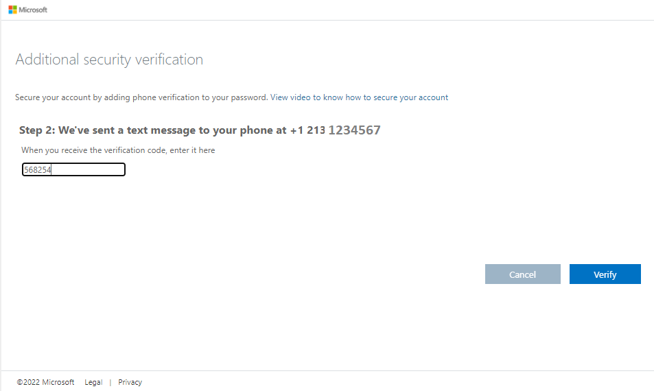 additional security verification step 2 screenshot